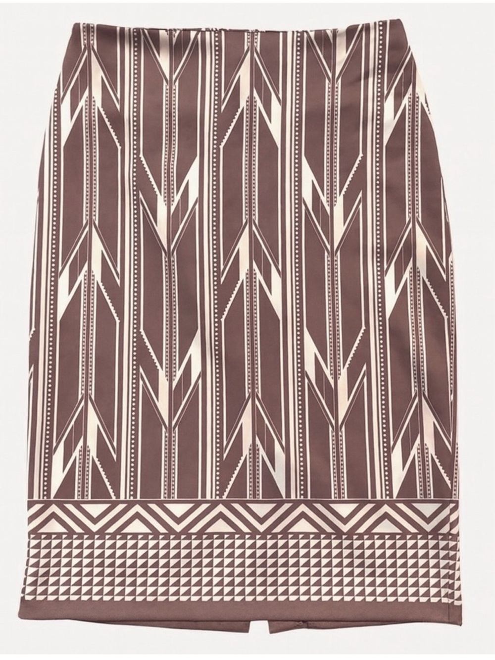 New York & Company Geometric Mauve Border Pencil Midi Modest Skirt Size 6